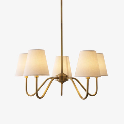 Gold Brass Fabric Shade Chandelier – 5 &amp; 8-Light Options