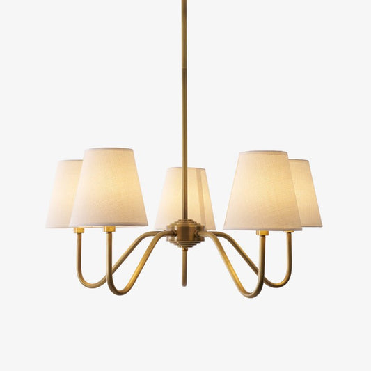 Gold Brass Fabric Shade Chandelier – 5 &amp; 8-Light Options