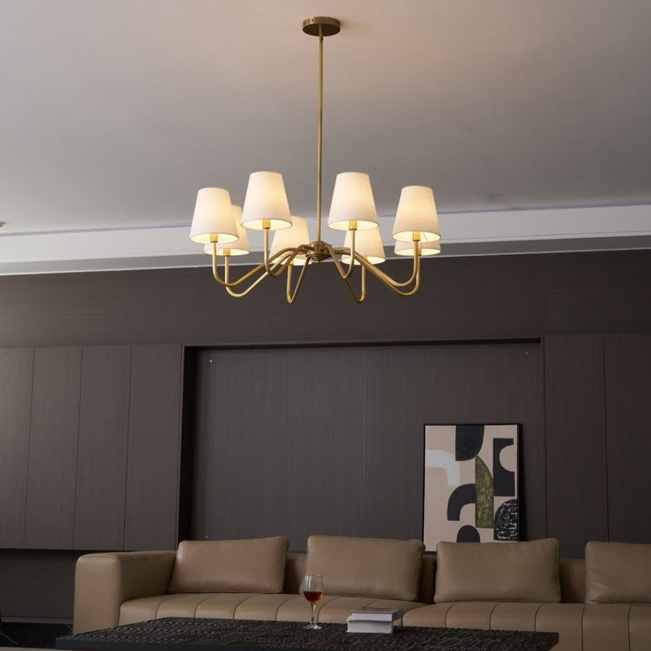 Gold Brass Fabric Shade Chandelier – 5 &amp; 8-Light Options