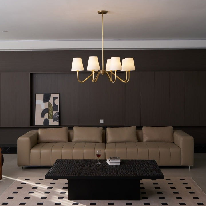 Gold Brass Fabric Shade Chandelier – 5 &amp; 8-Light Options