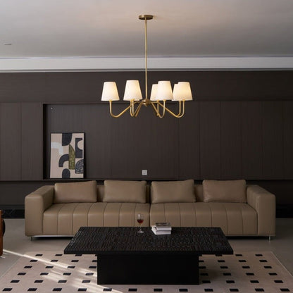 Gold Brass Fabric Shade Chandelier – 5 &amp; 8-Light Options