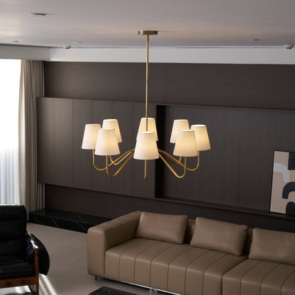 Gold Brass Fabric Shade Chandelier – 5 &amp; 8-Light Options