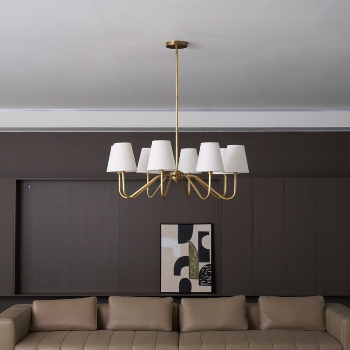 Gold Brass Fabric Shade Chandelier – 5 &amp; 8-Light Options