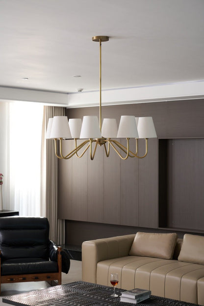 Gold Brass Fabric Shade Chandelier – 5 &amp; 8-Light Options