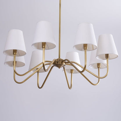 Gold Brass Fabric Shade Chandelier – 5 &amp; 8-Light Options