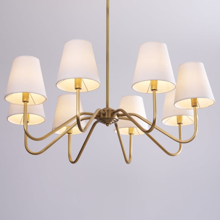 Gold Brass Fabric Shade Chandelier – 5 &amp; 8-Light Options