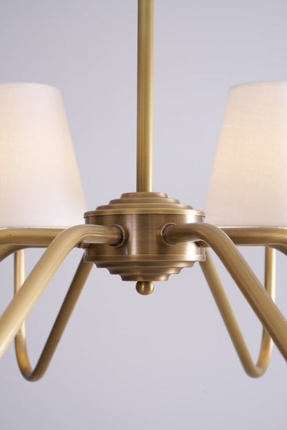 Gold Brass Fabric Shade Chandelier – 5 &amp; 8-Light Options