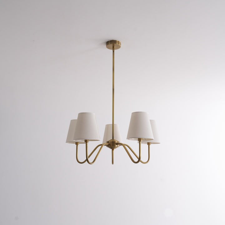 Gold Brass Fabric Shade Chandelier – 5 &amp; 8-Light Options