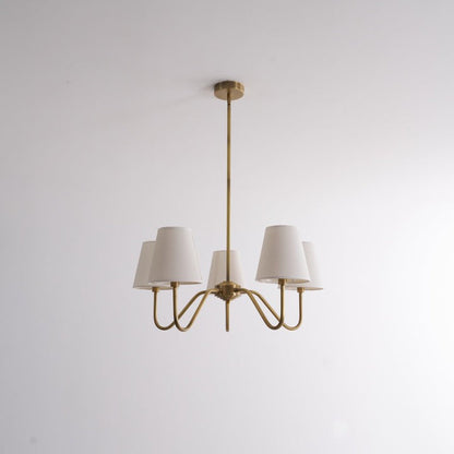 Gold Brass Fabric Shade Chandelier – 5 &amp; 8-Light Options