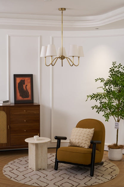 Gold Brass Fabric Shade Chandelier – 5 &amp; 8-Light Options