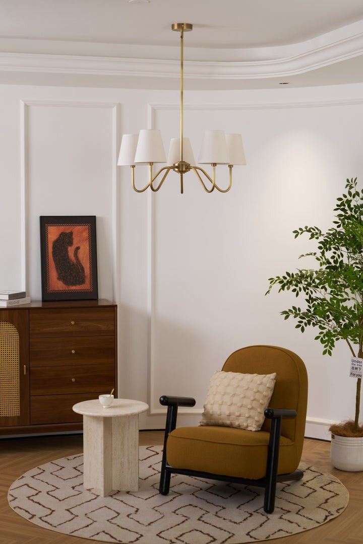 Gold Brass Fabric Shade Chandelier – 5 &amp; 8-Light Options