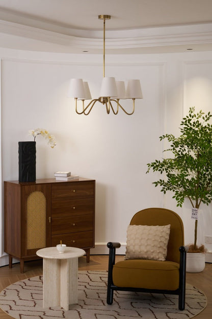 Gold Brass Fabric Shade Chandelier – 5 &amp; 8-Light Options
