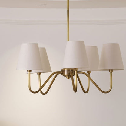 Gold Brass Fabric Shade Chandelier – 5 &amp; 8-Light Options