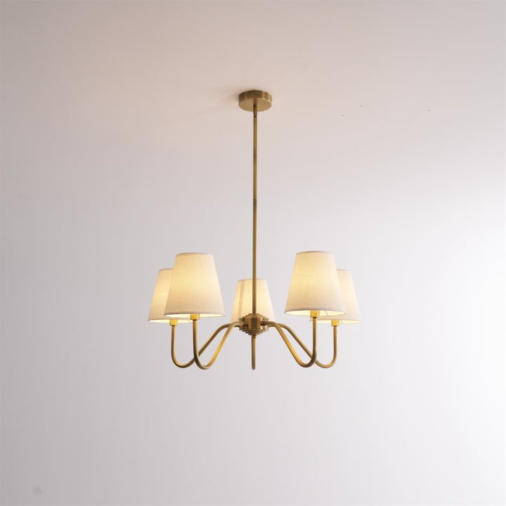 Gold Brass Fabric Shade Chandelier – 5 &amp; 8-Light Options