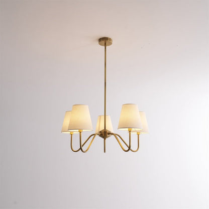 Gold Brass Fabric Shade Chandelier – 5 &amp; 8-Light Options