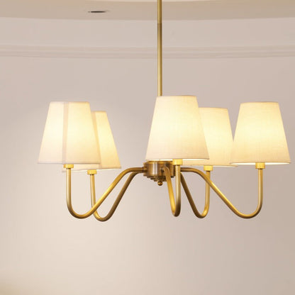 Gold Brass Fabric Shade Chandelier – 5 &amp; 8-Light Options