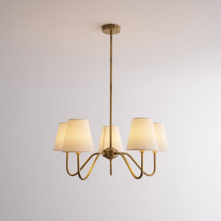 Gold Brass Fabric Shade Chandelier – 5 &amp; 8-Light Options