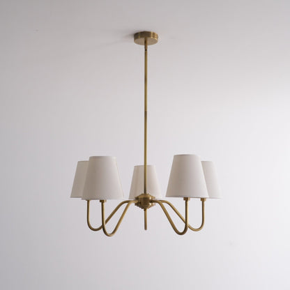 Gold Brass Fabric Shade Chandelier – 5 &amp; 8-Light Options