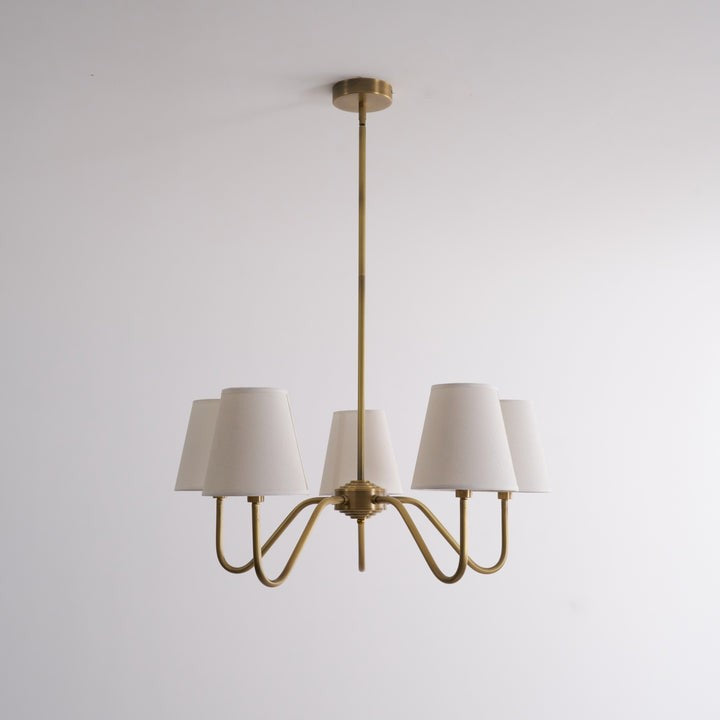 Gold Brass Fabric Shade Chandelier – 5 &amp; 8-Light Options