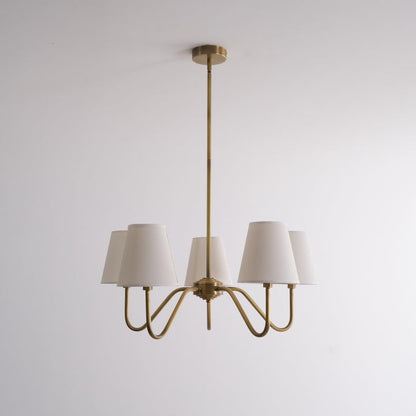 Gold Brass Fabric Shade Chandelier – 5 &amp; 8-Light Options
