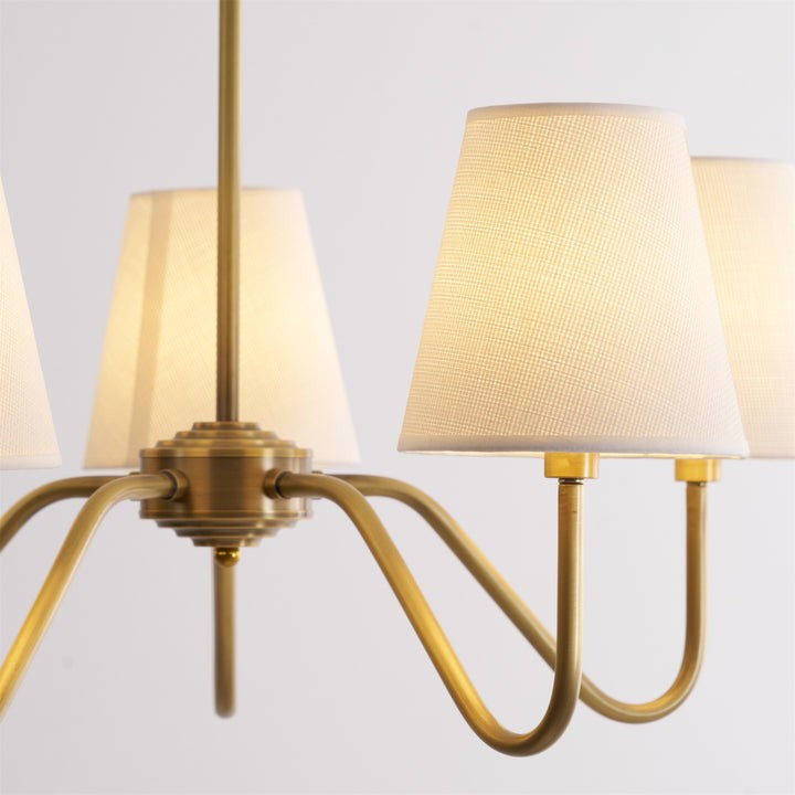 Gold Brass Fabric Shade Chandelier – 5 &amp; 8-Light Options