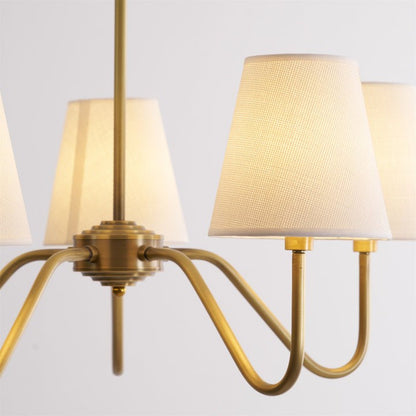 Gold Brass Fabric Shade Chandelier – 5 &amp; 8-Light Options
