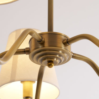 Gold Brass Fabric Shade Chandelier – 5 &amp; 8-Light Options