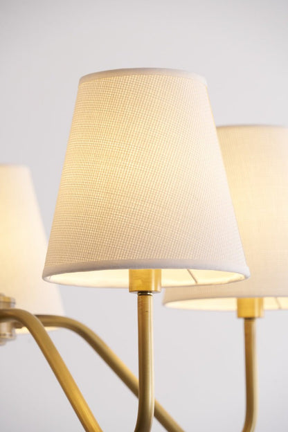 Gold Brass Fabric Shade Chandelier – 5 &amp; 8-Light Options