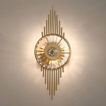 Gold Gear-Style Crystal Glass Wall Sconce