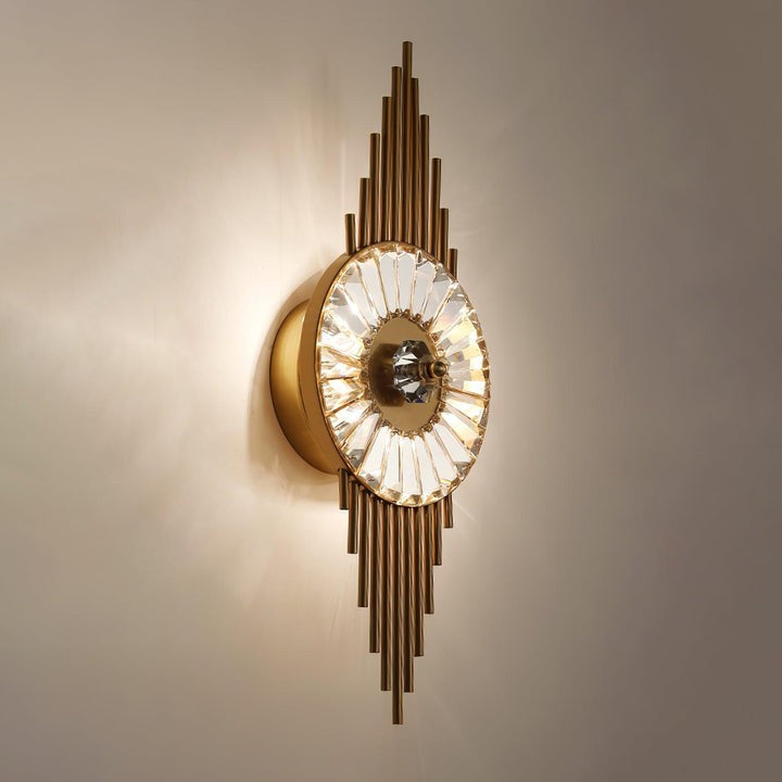 Gold Gear-Style Crystal Glass Wall Sconce