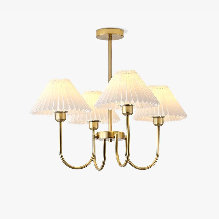 Gold Pleated Linen Shade Chandelier