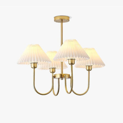 Gold Pleated Linen Shade Chandelier