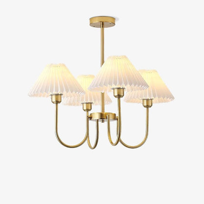 Gold Pleated Linen Shade Chandelier