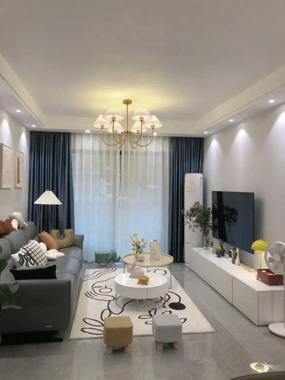 Gold Pleated Linen Shade Chandelier