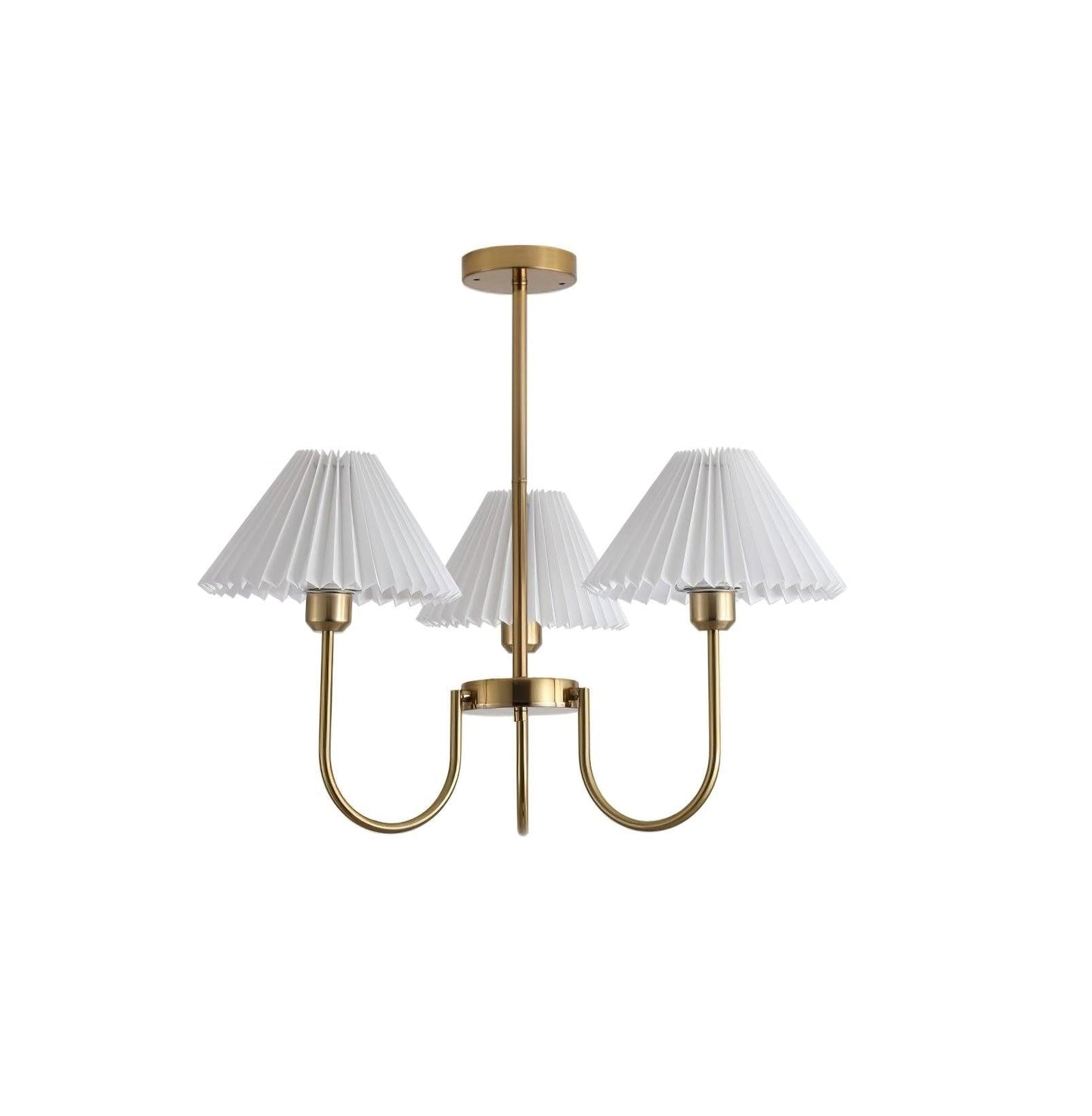 Gold Pleated Linen Shade Chandelier
