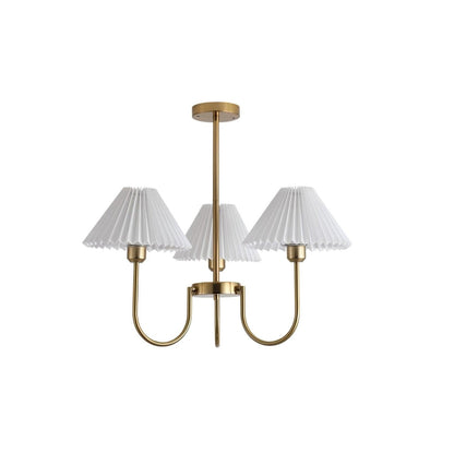 Gold Pleated Linen Shade Chandelier