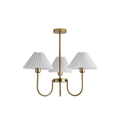 Gold Pleated Linen Shade Chandelier