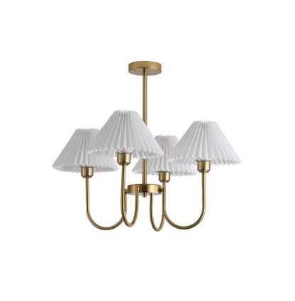 Gold Pleated Linen Shade Chandelier