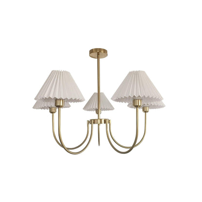 Gold Pleated Linen Shade Chandelier