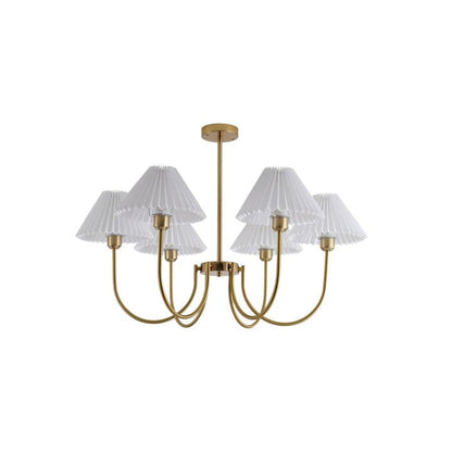 Gold Pleated Linen Shade Chandelier