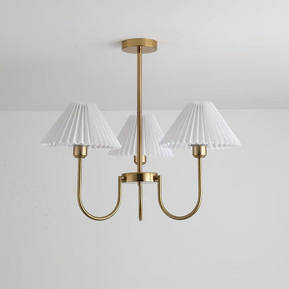Gold Pleated Linen Shade Chandelier