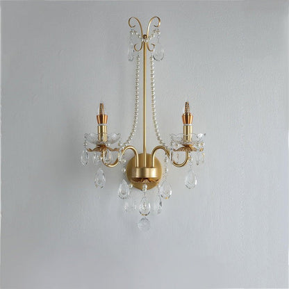 Gold-Finish Crystal & Pearl Chain Wall Sconce