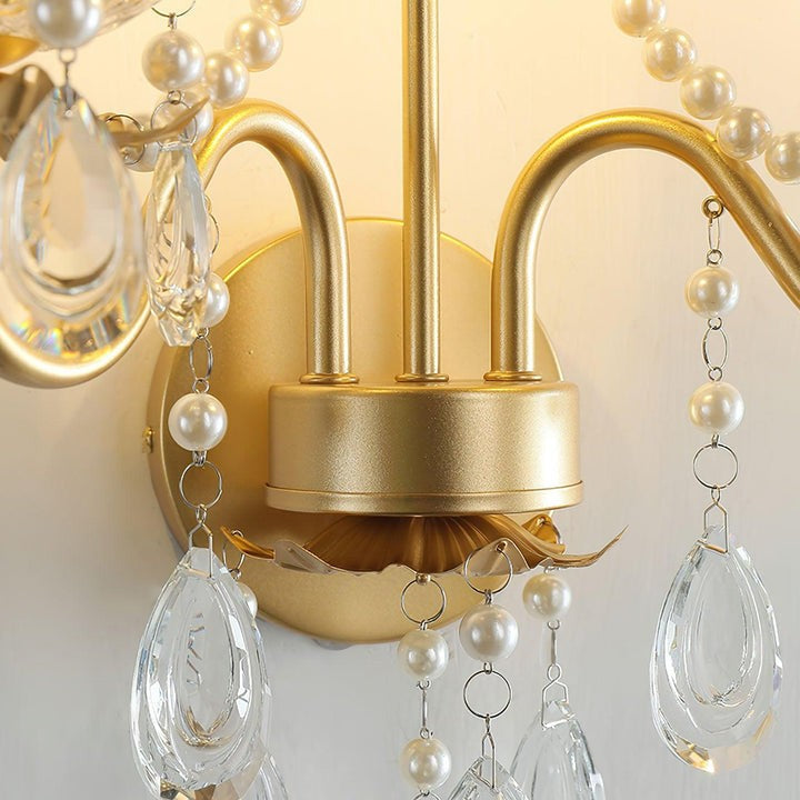 Gold-Finish Crystal & Pearl Chain Wall Sconce