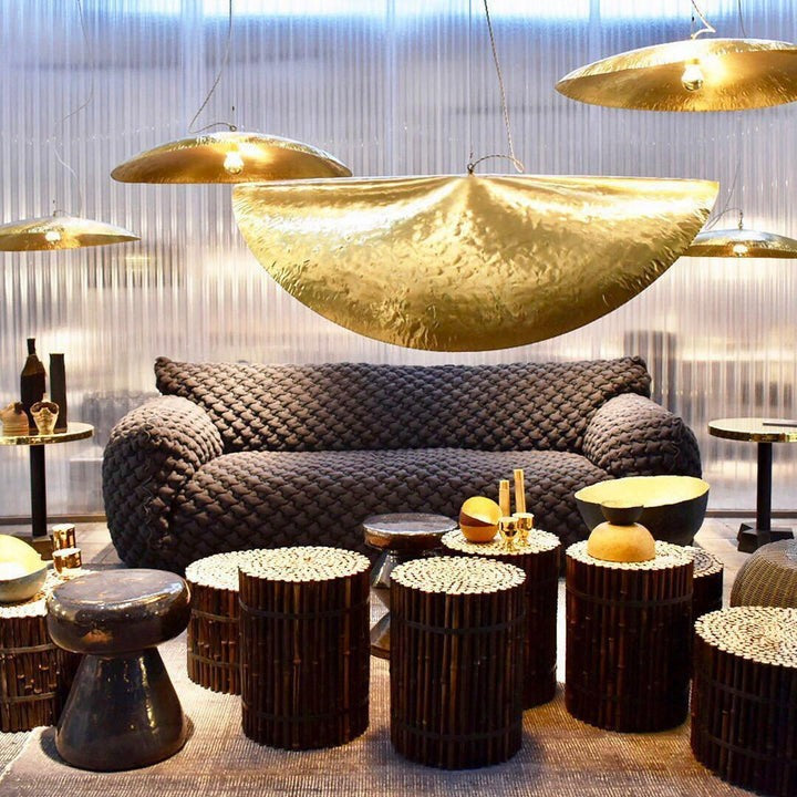 Hammered Brass Ceiling Pendant Light with Adjustable Cable