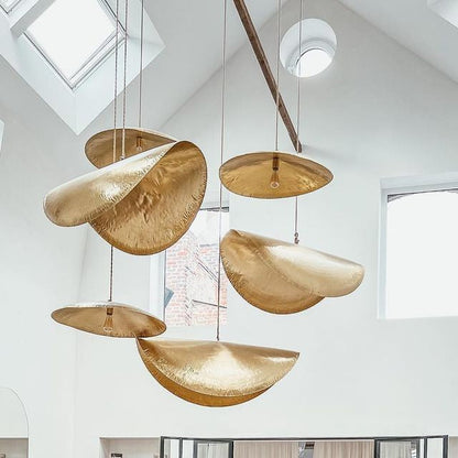 Hammered Brass Ceiling Pendant Light with Adjustable Cable