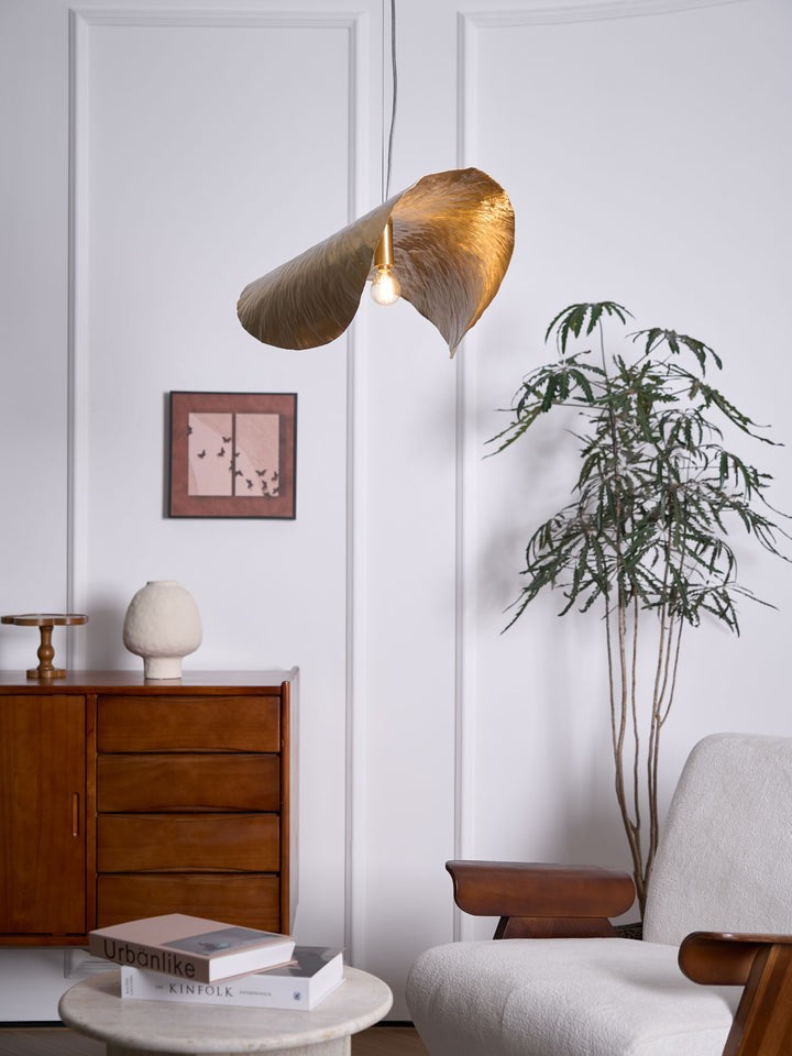 Hammered Brass Ceiling Pendant Light with Adjustable Cable