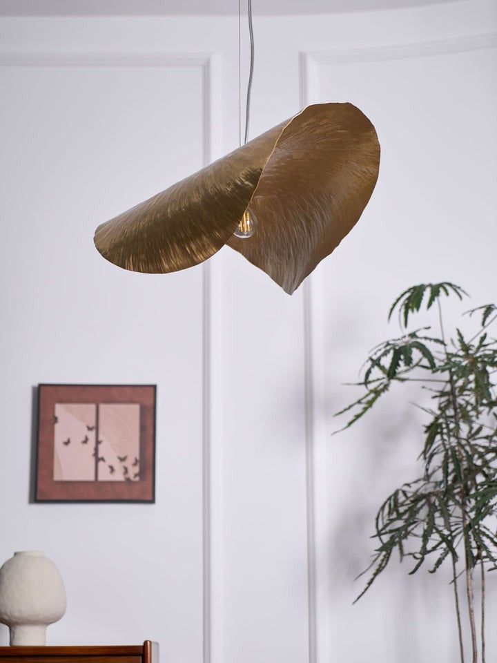 Hammered Brass Ceiling Pendant Light with Adjustable Cable