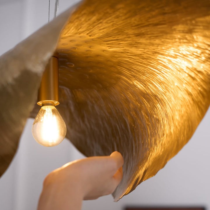Hammered Brass Ceiling Pendant Light with Adjustable Cable
