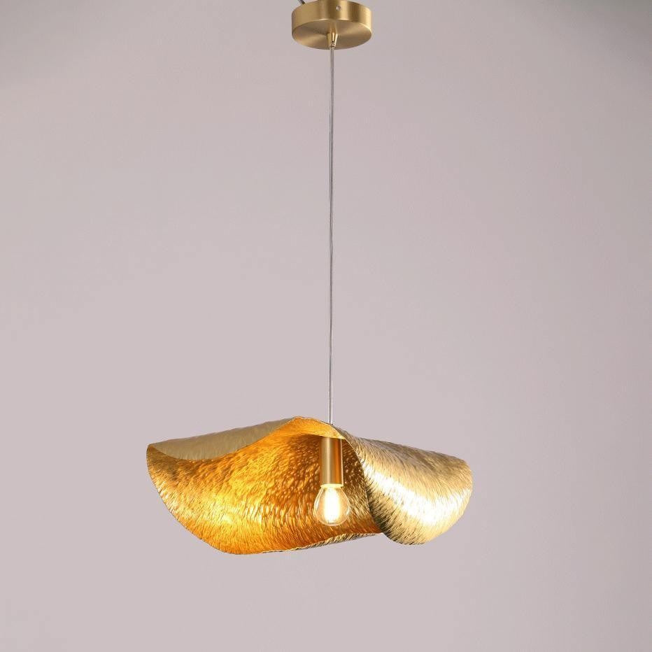Hammered Brass Ceiling Pendant Light with Adjustable Cable