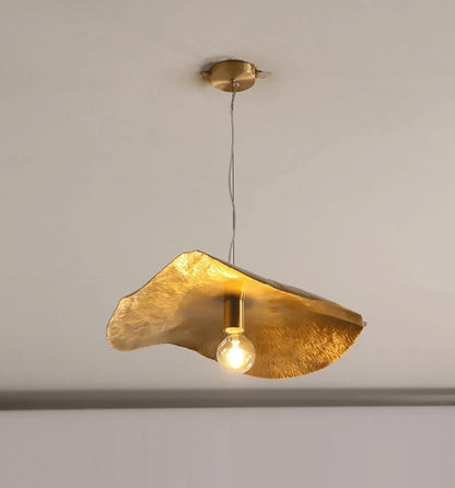 Hammered Brass Ceiling Pendant Light with Adjustable Cable